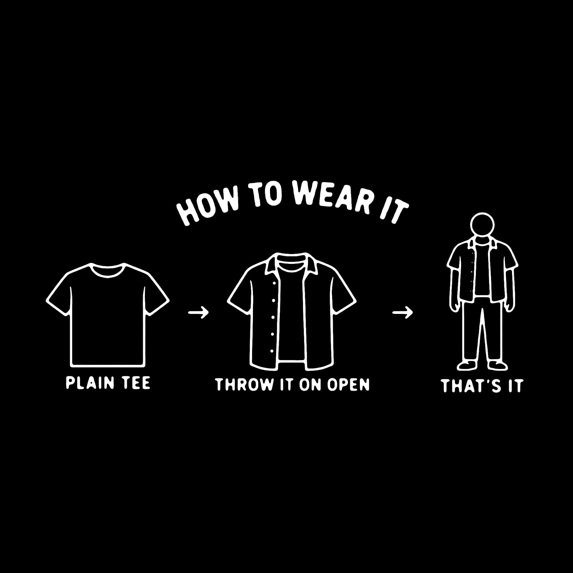 How to wear a Collage Overshirt. Throw it on, open, over a plain tee. That’s it.
