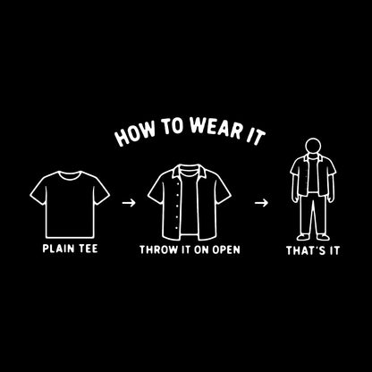 How to wear a Collage Overshirt. Throw it on, open, over a plain tee. That’s it.