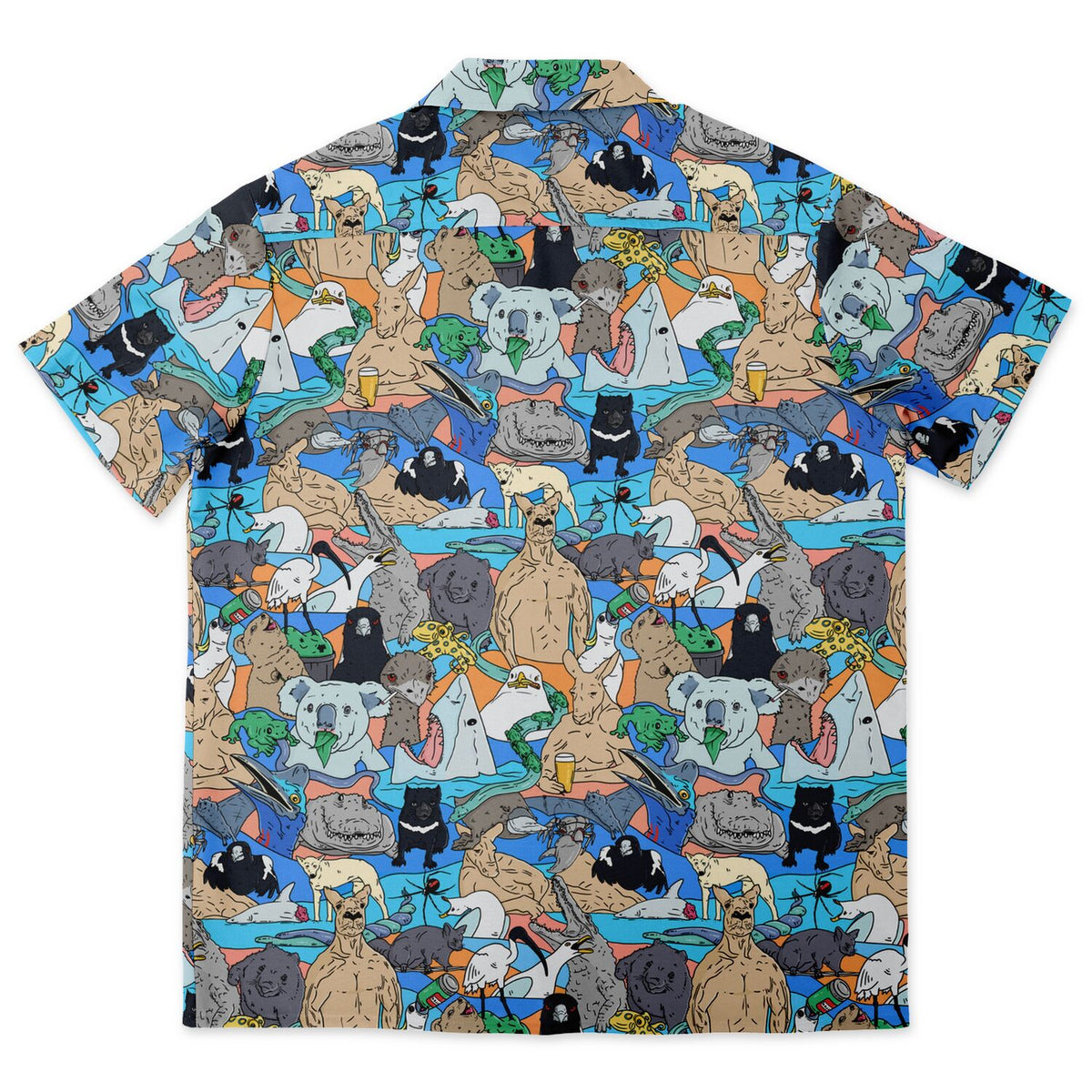 Meanwhile in Australia Collage Overshirt back laid flat