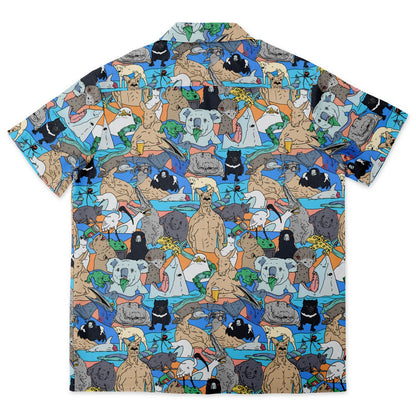 Meanwhile in Australia Collage Overshirt back laid flat