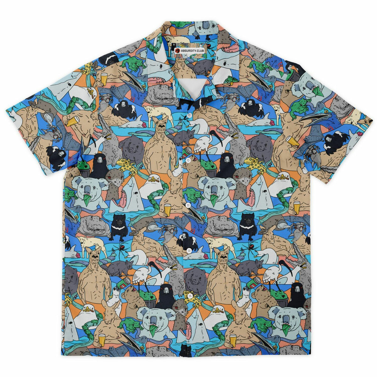 Meanwhile in Australia Collage Overshirt laid flat front