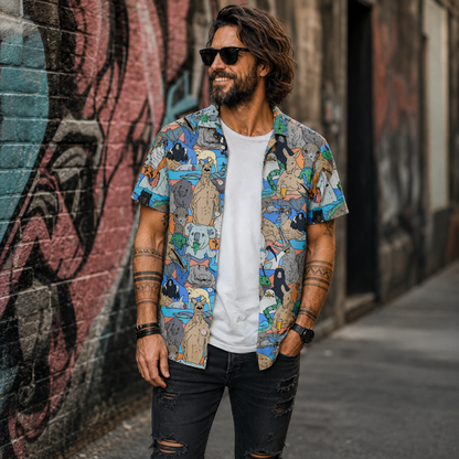 Meanwhile in Australia hand-drawn collage Overshirt. Australia’s best animal memes and animal icons.